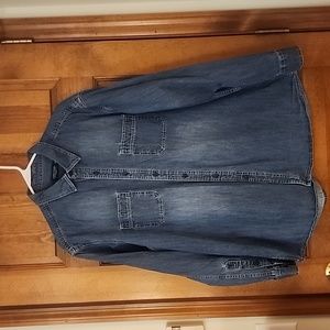 Men's Faded Glory Chambray Denim Button Down Shirt Size XL
